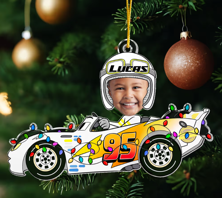 Custom Kid Face Car Toys - Personalized Acrylic Photo Ornament