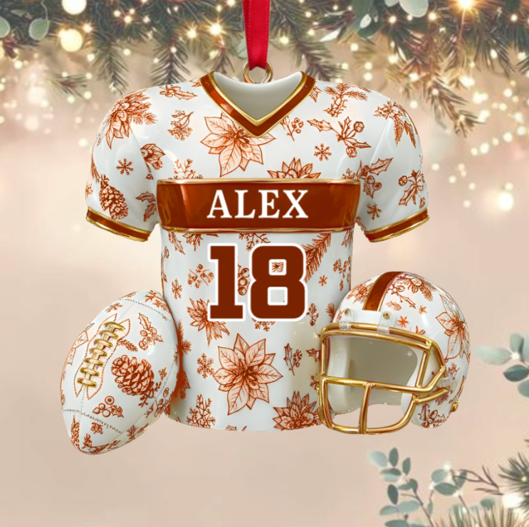 Custom Football Jersey Ornament – Personalized Name & Number Christmas Decoration Gift