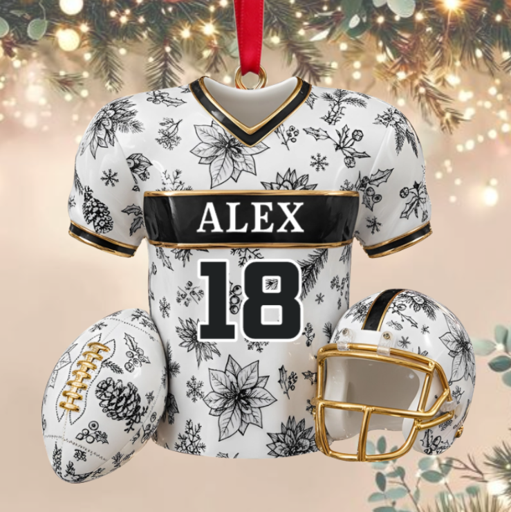 Custom Football Jersey Ornament – Personalized Name & Number Christmas Decoration Gift