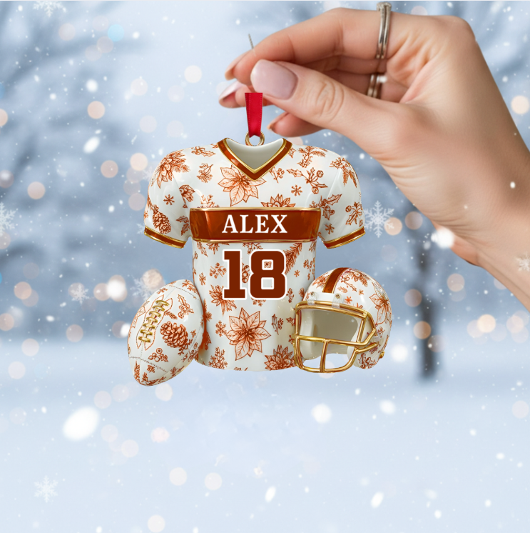 Custom Football Jersey Ornament – Personalized Name & Number Christmas Decoration Gift