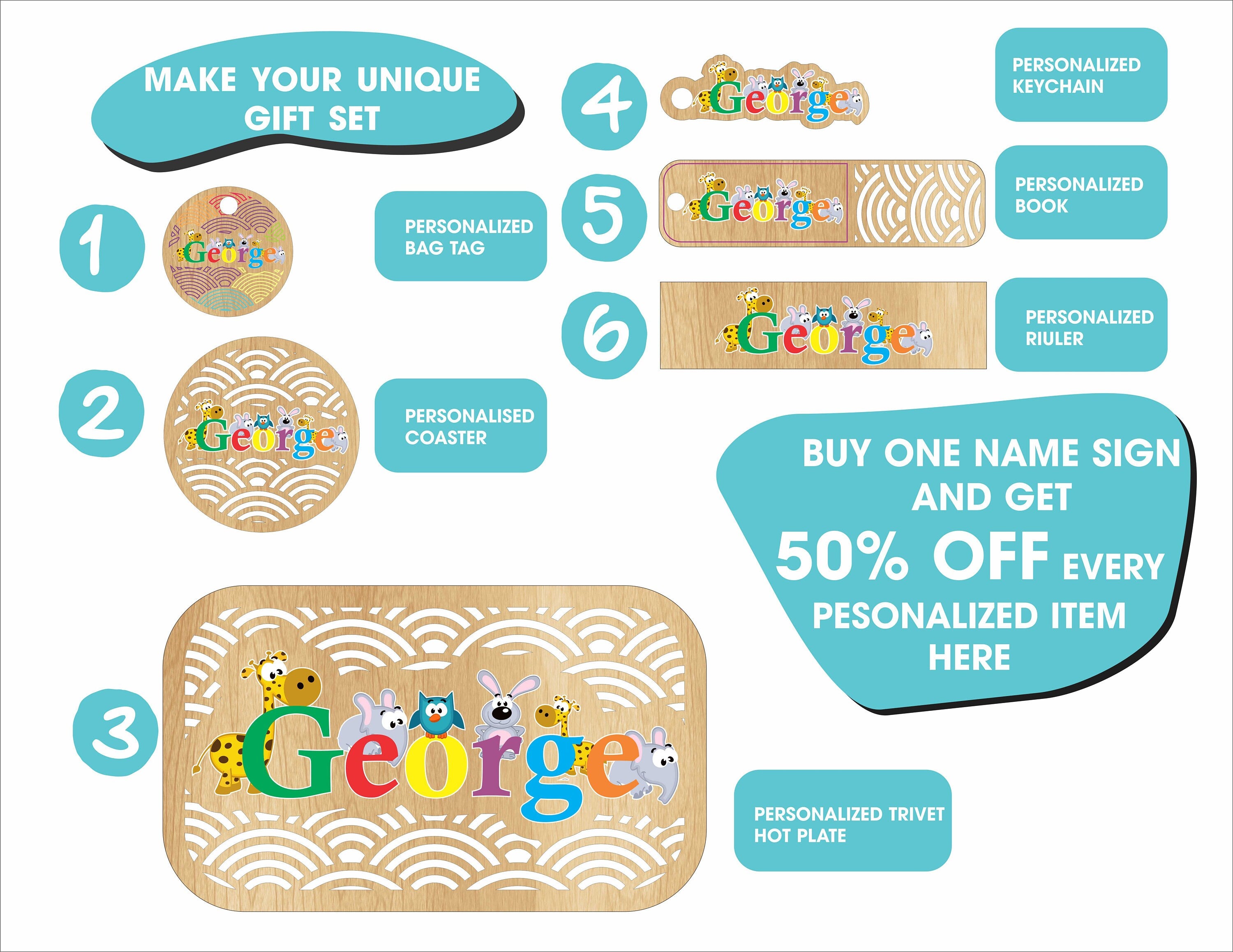 Personalized Wooden name sign with print