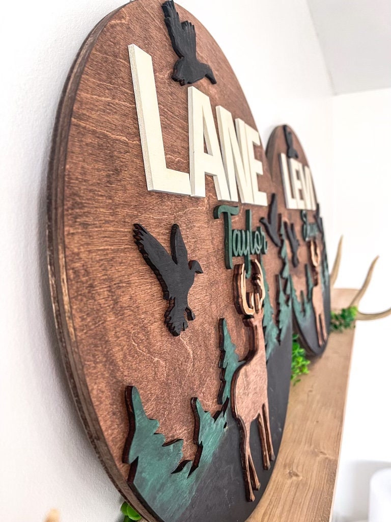 Woodland deer Nursery Sign - Baby decor name sign