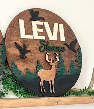 Woodland deer Nursery Sign - Baby decor name sign
