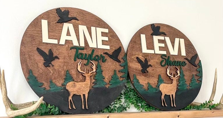 Woodland deer Nursery Sign - Baby decor name sign