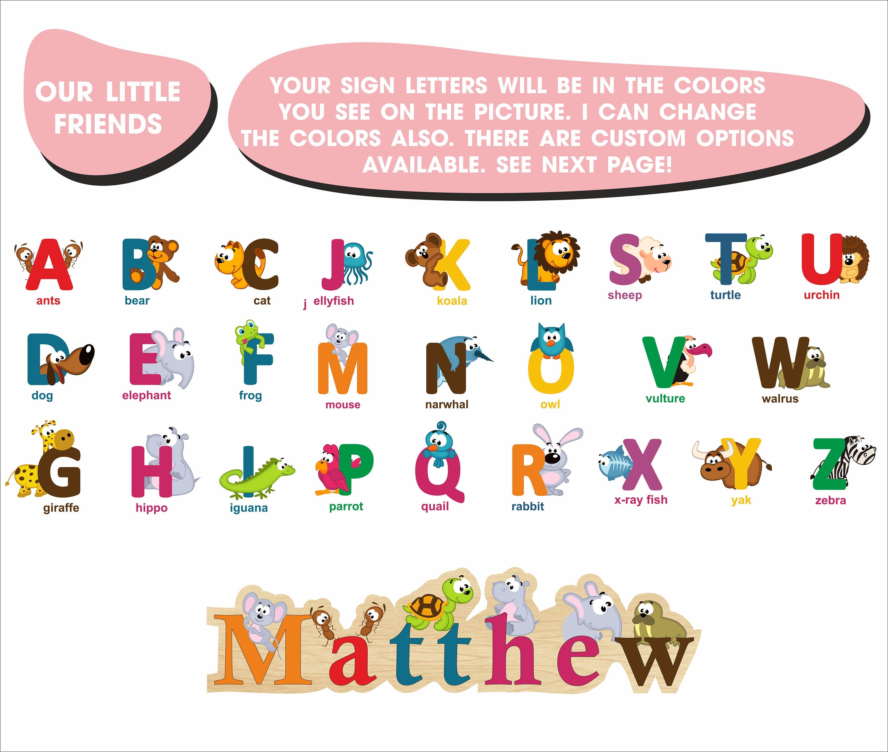 Personalized Wooden name sign with print