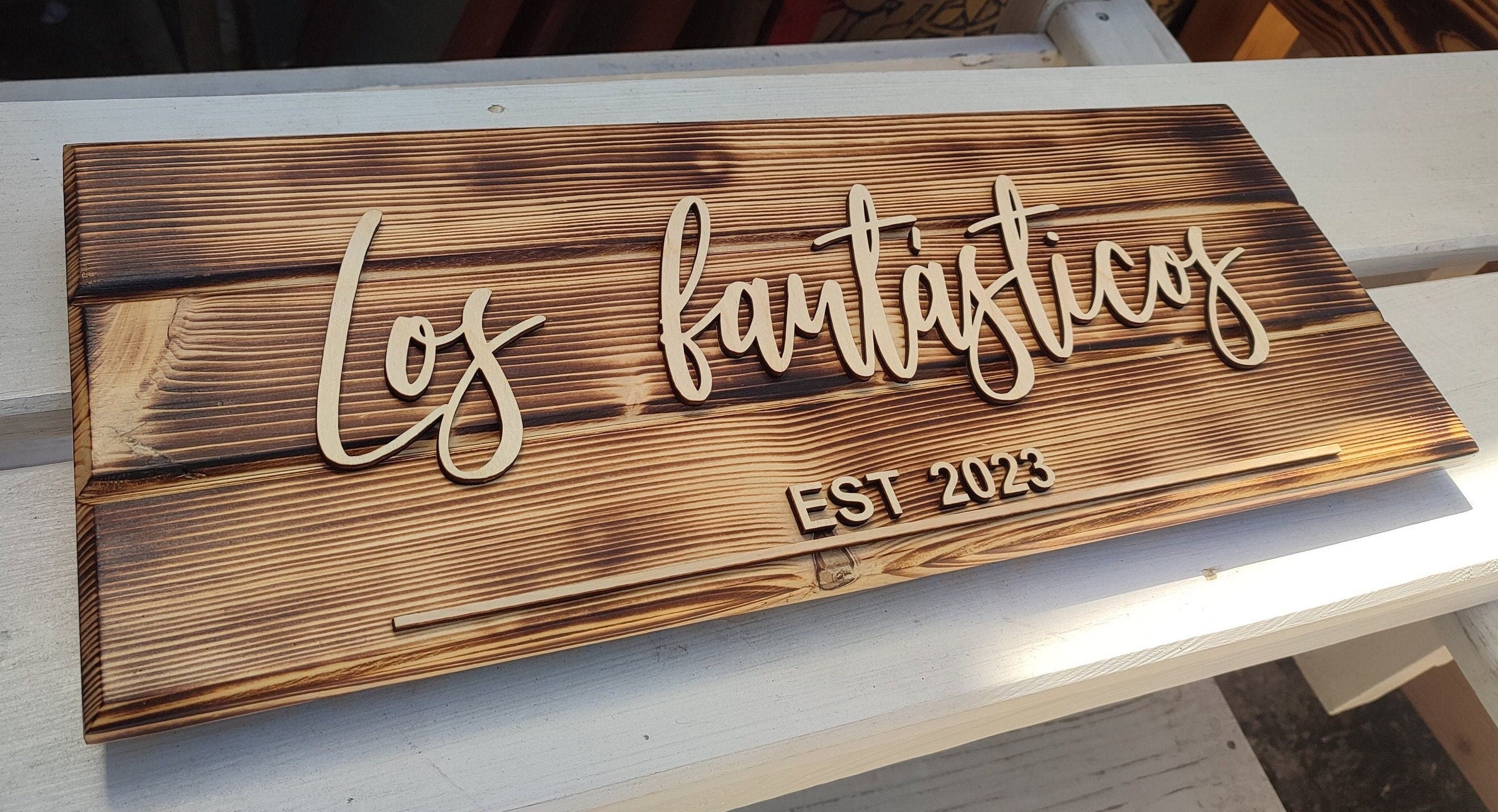 Personalized Rustic Outdoor Burned Wood Sign