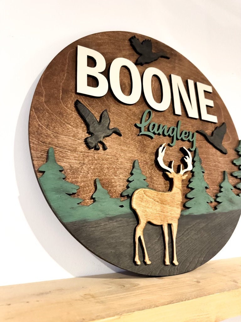 Woodland deer Nursery Sign - Baby decor name sign