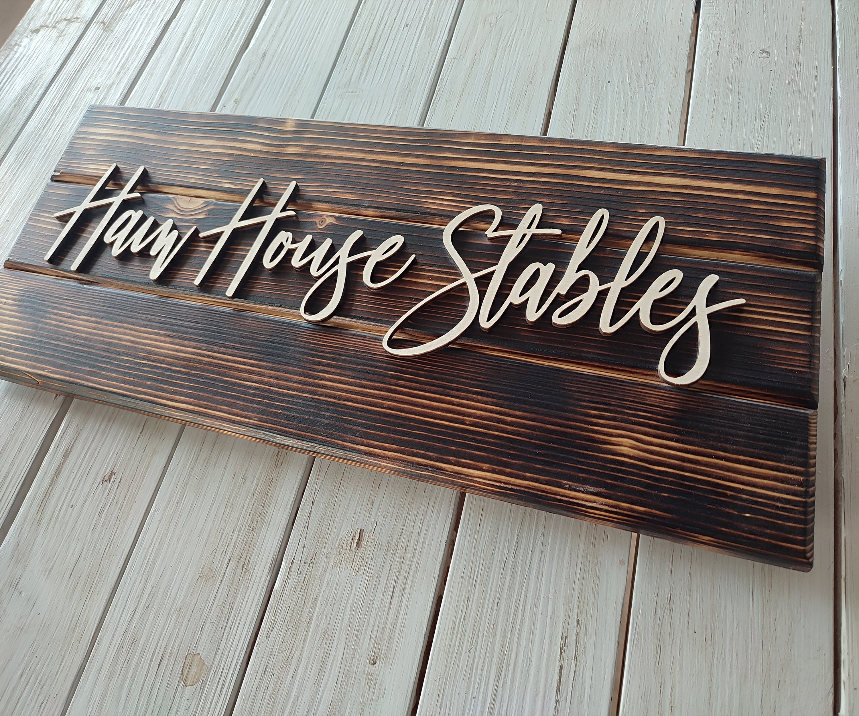Personalized Rustic Outdoor Burned Wood Sign
