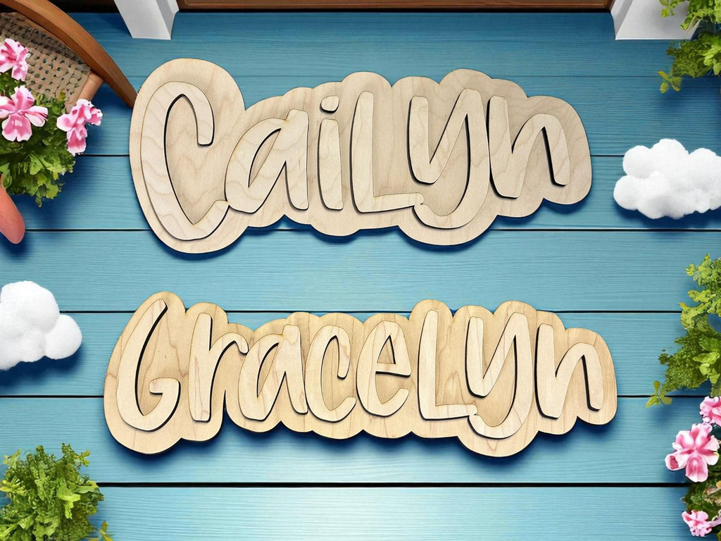 Laser Cut Wood Names  Kids Room Wall Art