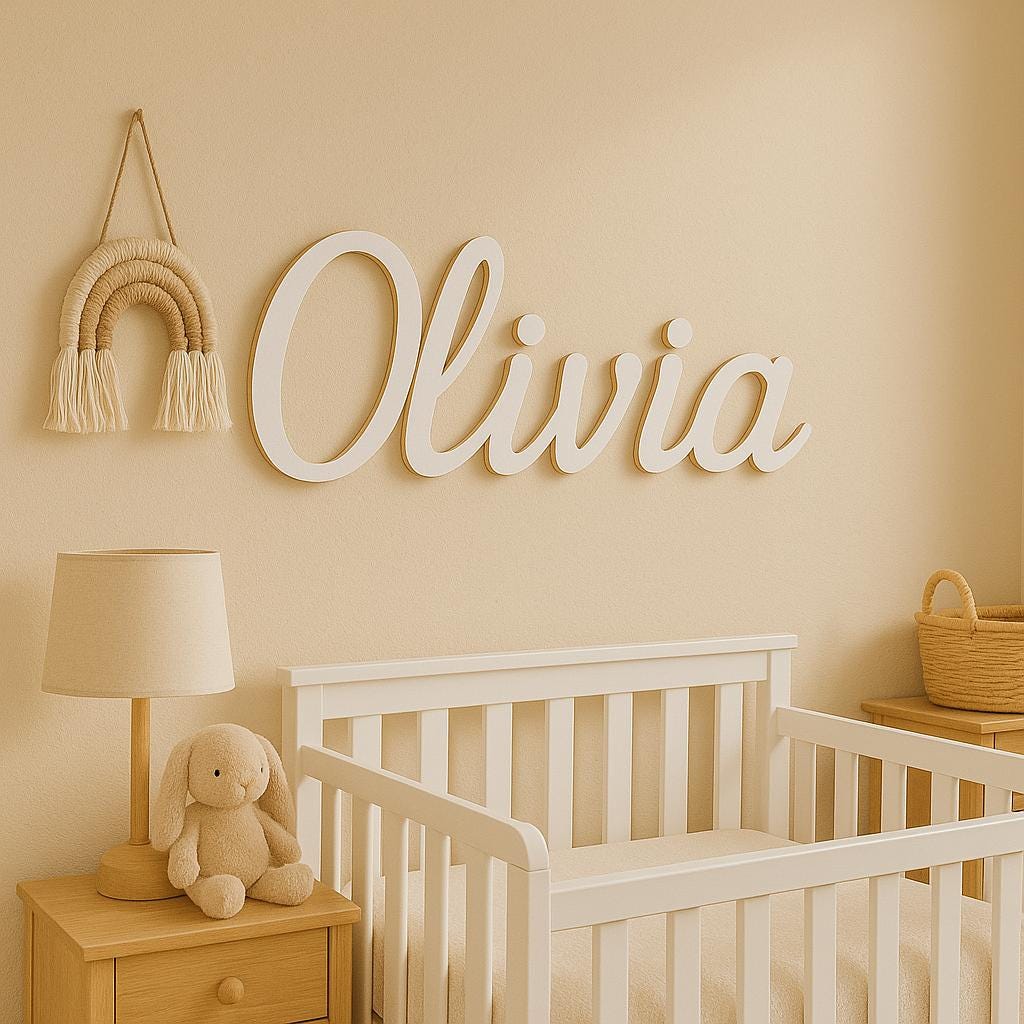 Personalized Laser Cut Names Sign for Nursery Baby Girl