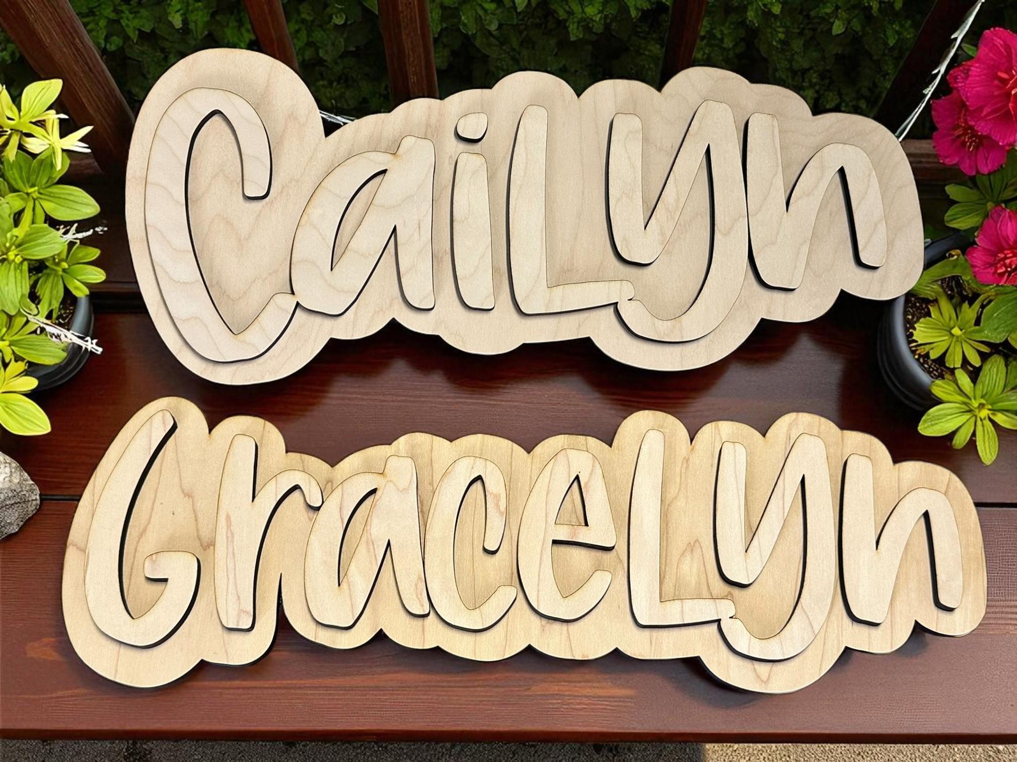 Laser Cut Wood Names  Kids Room Wall Art