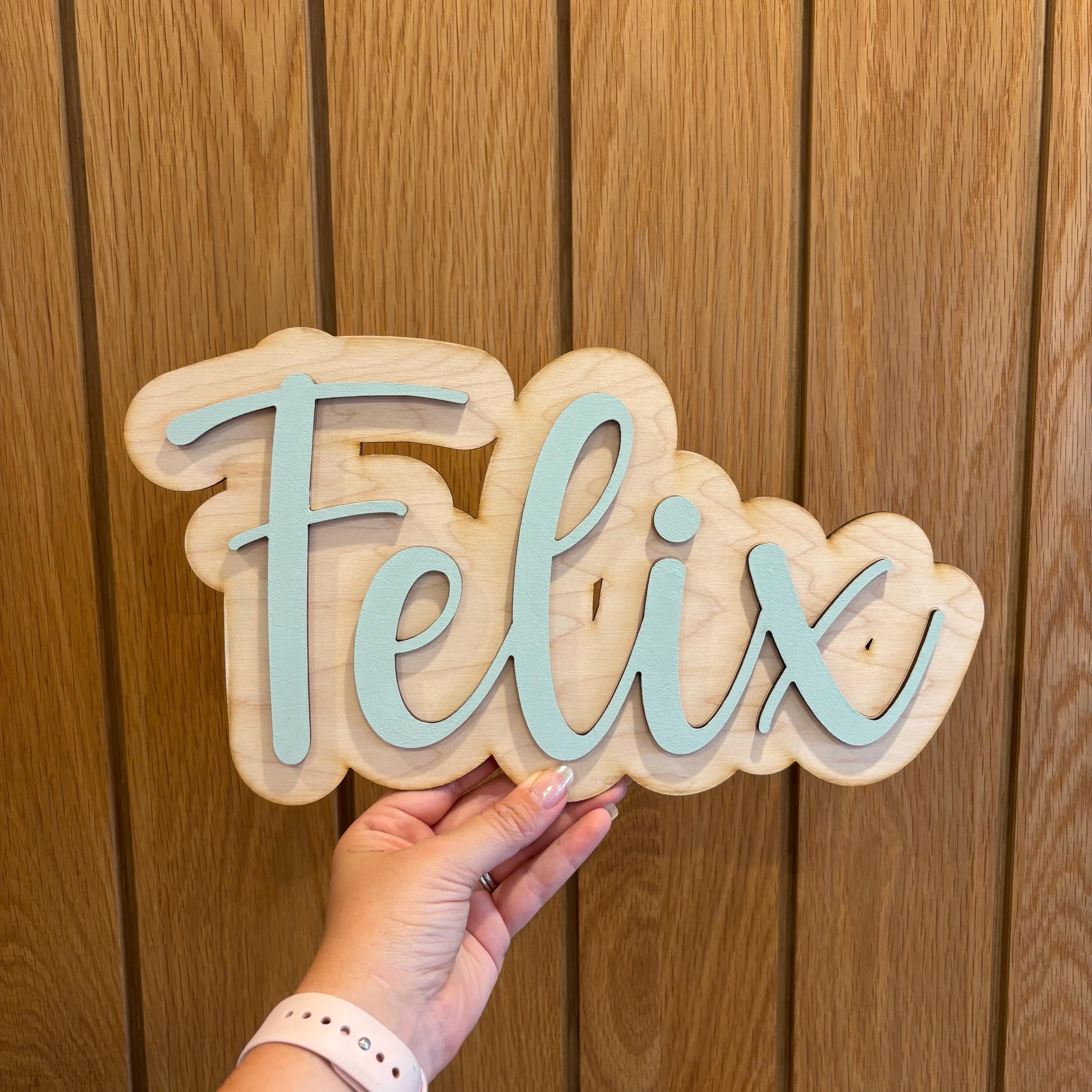 Personalised double layered wooden name