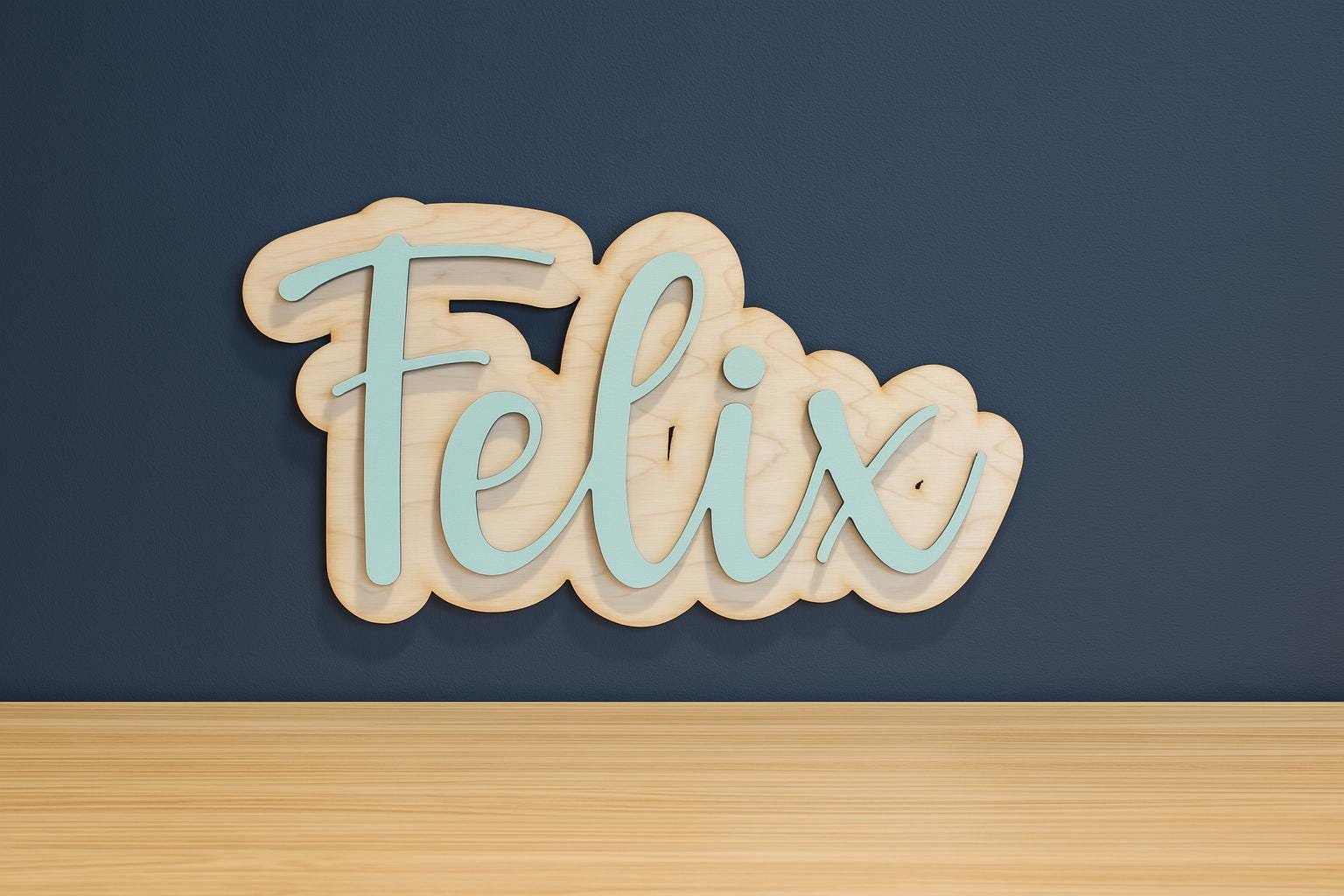 Personalised double layered wooden name