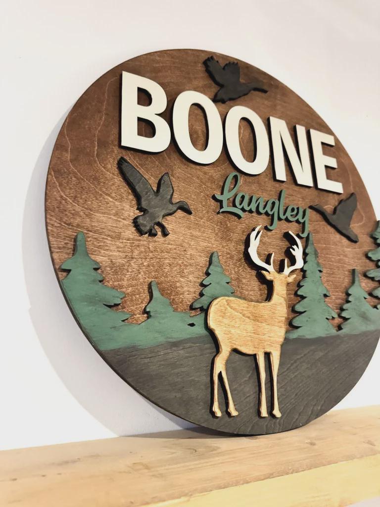 Woodland deer Nursery Sign - Baby decor name sign