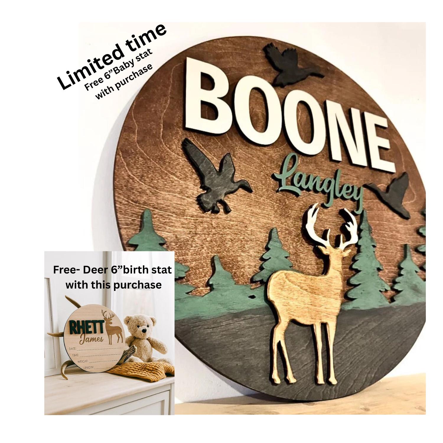 Woodland deer Nursery Sign - Baby decor name sign