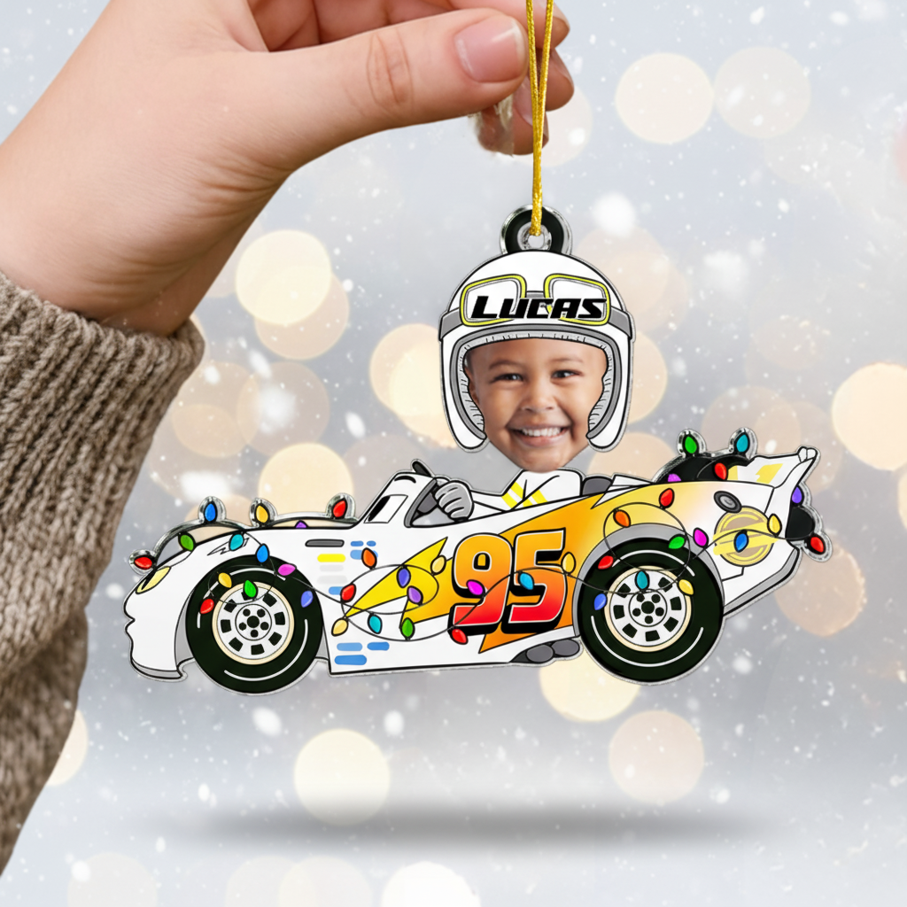 Custom Kid Face Car Toys - Personalized Acrylic Photo Ornament