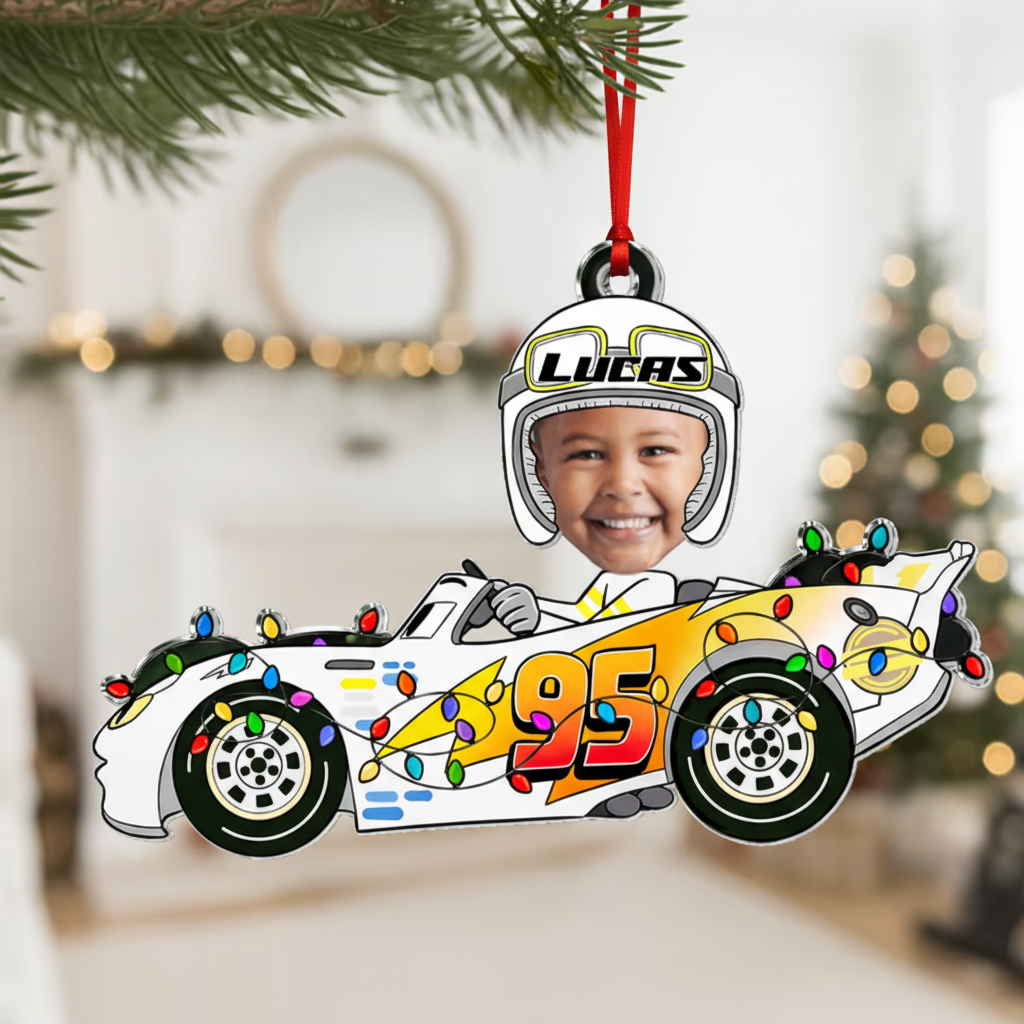 Custom Kid Face Car Toys - Personalized Acrylic Photo Ornament