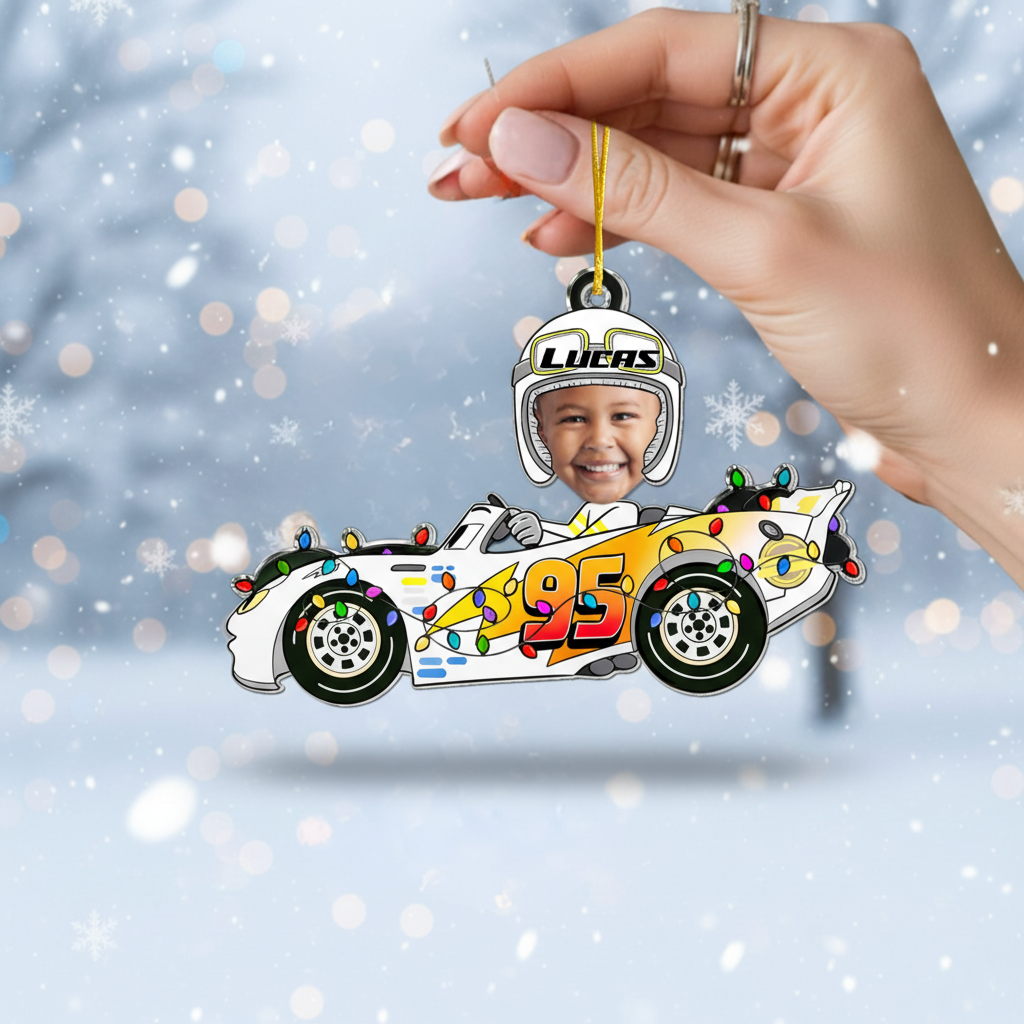Custom Kid Face Car Toys - Personalized Acrylic Photo Ornament